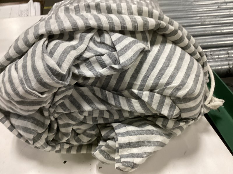 Condition photo showing Good Condition for european linen stripe duvet cover set, king/cal king, grey/white stripe