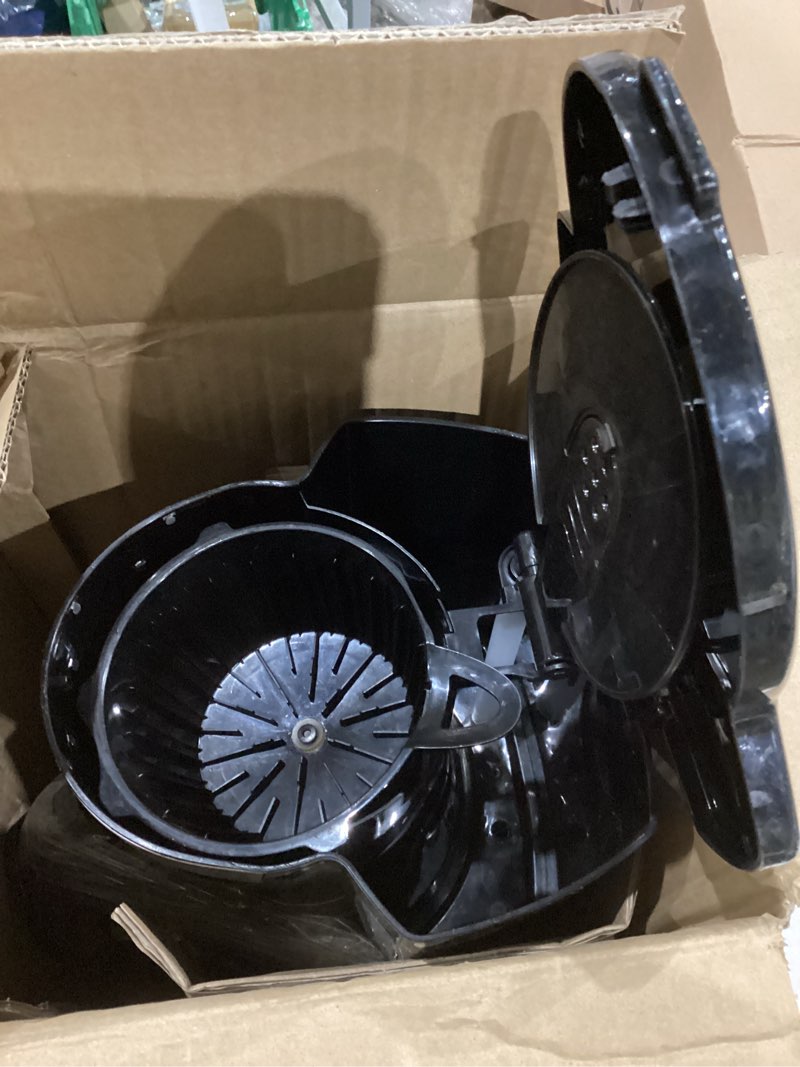 Condition photo showing As Is for (Used)  BLACK+DECKER 12-Cup Digital Coffee Maker, Programmable, Washable Basket Filter, Sneak-A-Cup, Auto Brew, Water Window, Keep Hot Plate, Black Black coffeemaker