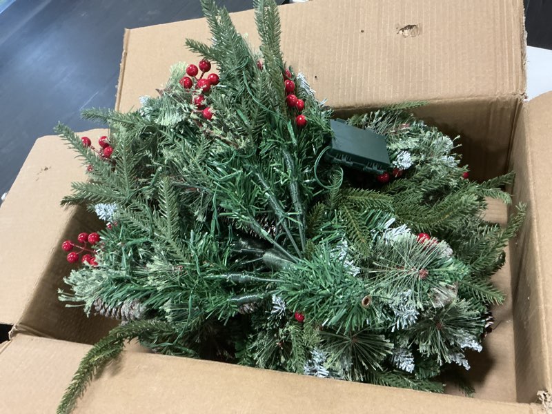Condition photo showing As Is for LAVEVE 24" Prelit Small Christmas Tree with Lights, Battery Operated Xmas Tree with Cedar Branches, 