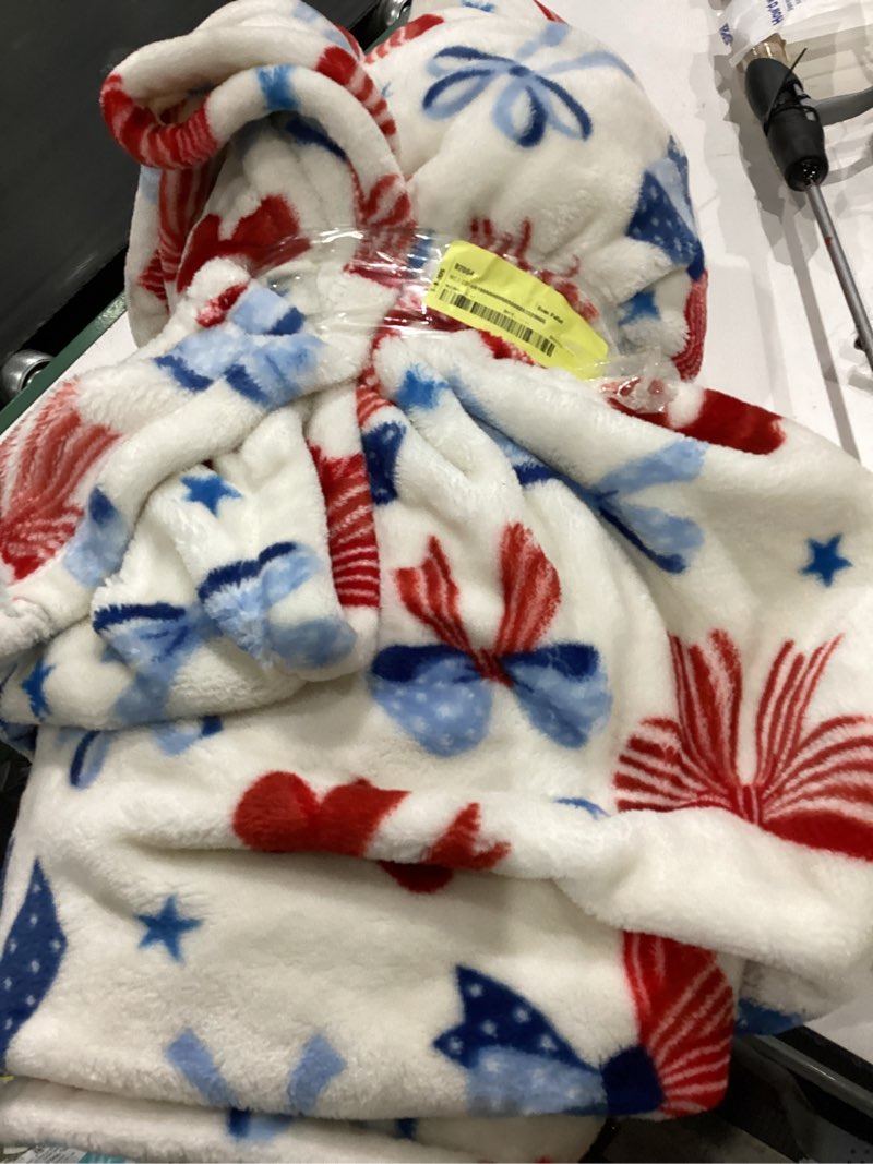Condition photo showing As Is for flannel fleece blankets