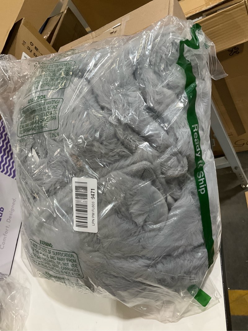 Condition photo showing As Is for Amélie Home Heated Bubble Faux Fur Blanket Electric - 50"x60" Heating Blanket Throw 2/4/6/8 Hours Auto-Off 8 Heat Level Over-Heat Protection Electric ETL Certification Grey Grey Throw(50" x 60")