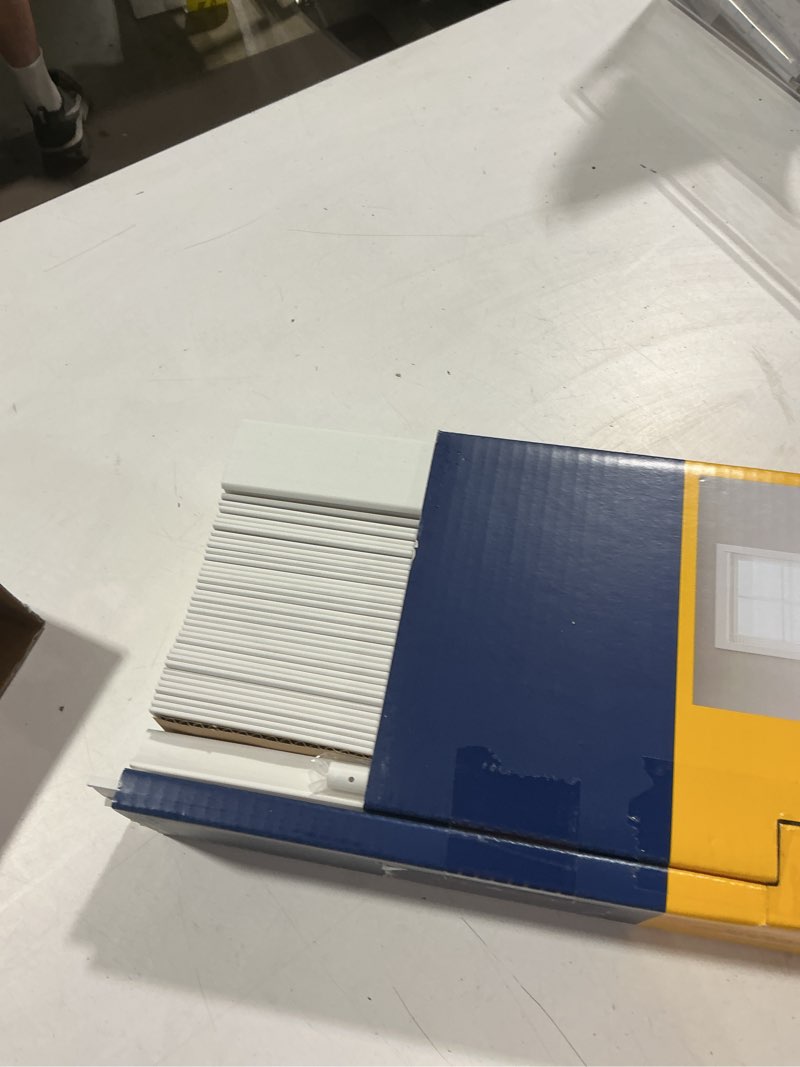 Condition photo showing New/Like New for levolor trim+go 2-in slat width 27-in x 64-in cordless white faux wood room darkening full-view standard horizontal blinds