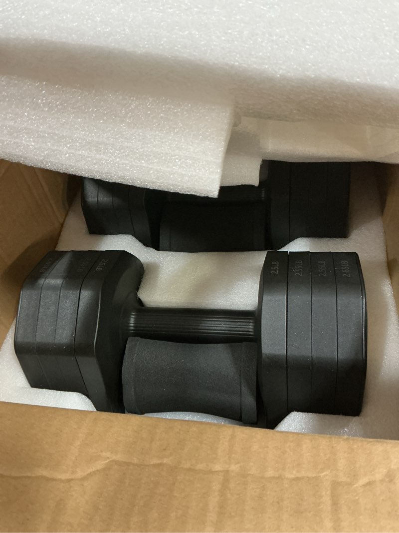 Condition photo showing New/Like New for Nimsqury 41LBS Adjustable Dumbbell Set, Each 5/10.3/15.4/20.5lb Adjustable Dumbbells for Men Women, 4 Level Weights Set with Handle as Kettlebell for Home Gym Workout black