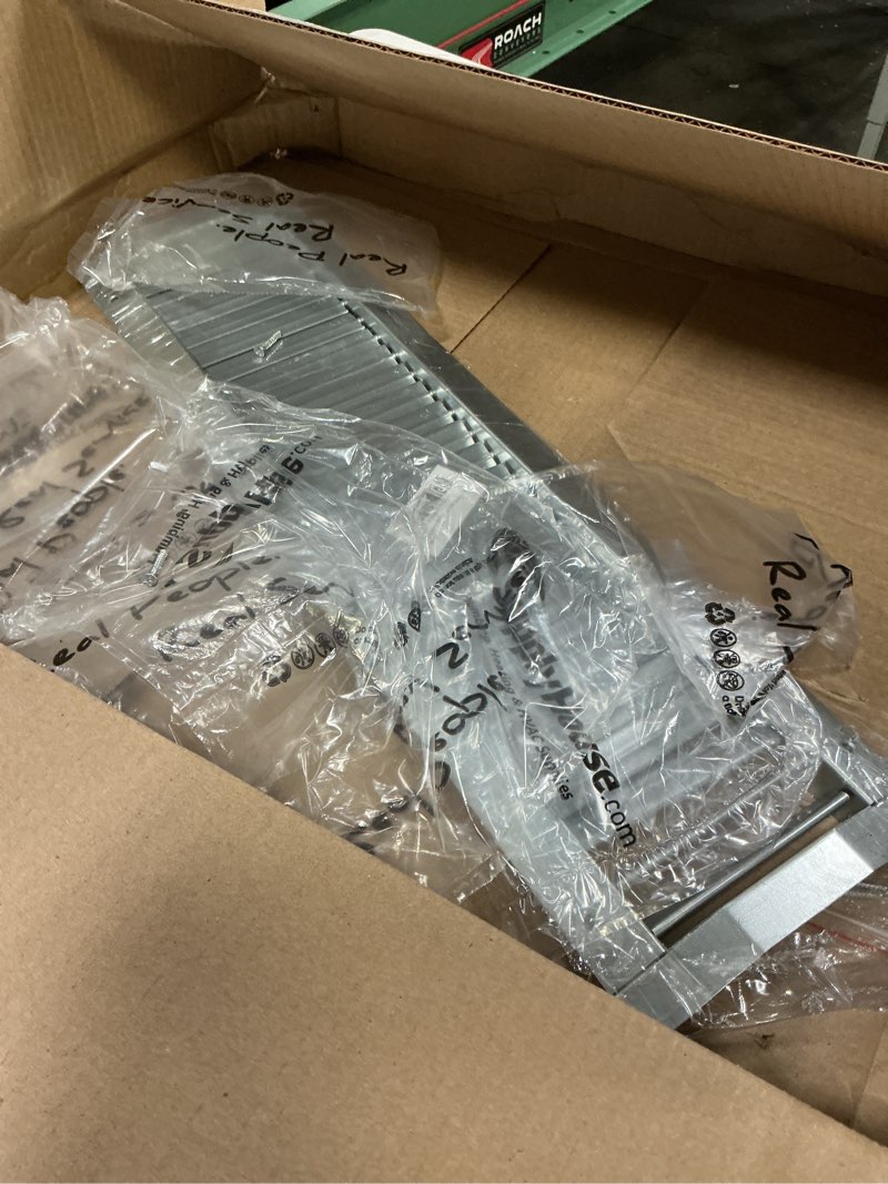 Condition photo showing Good Condition for vent systems 21" x 5" inch galvanized steel louvered air return vent cover for round ducts, hvac pipes - air supply exhaust register grille for heater ventilation, air duct - adjustable louver blade