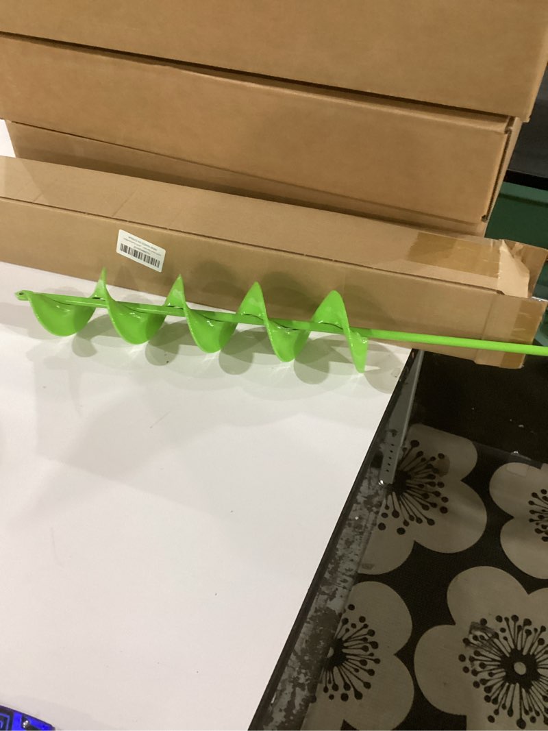 Condition photo showing New/Like New for 3x24-Inch Garden Auger Drill Bit for Planting and Post Hole Digging - Upgraded Spiral Design, Solid Shaft - Hex Driver Drill Compatible Green 3"x24"