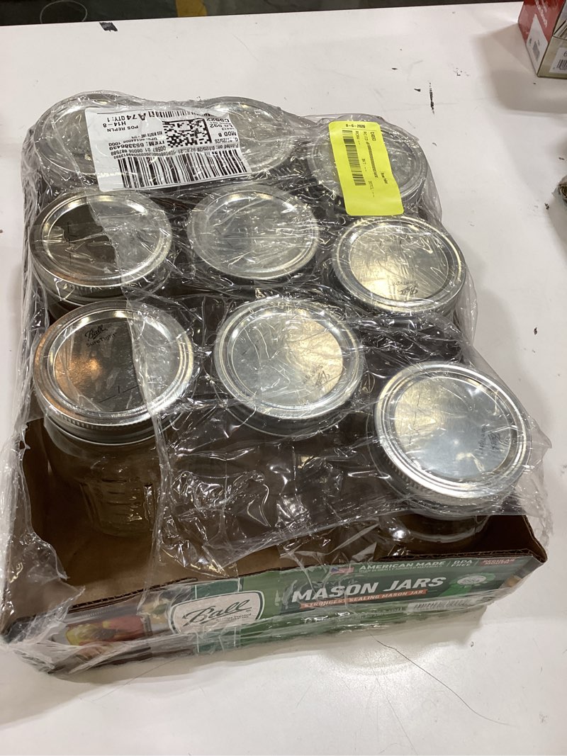 Condition photo showing As Is for ball regular mouth 16oz pint mason jars with lids & bands, 12 count