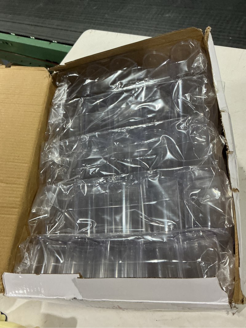 Condition photo showing As Is for Restaurantware 4 Ounce Dessert Cups 100 Oval Tasting Cups - With 2 Compartments Disposable Clear Plastic Appetizer Containers For Serving Samples At Wedding Banquets And Catered Events