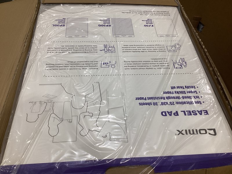 Condition photo showing Good Condition for comix sticky easel pad, 25 x 30 inches flip chart paper for teachers, large self stick easel paper for office school classroom supplies, 30 sheets/pad, 8 pads/pack 8 packs