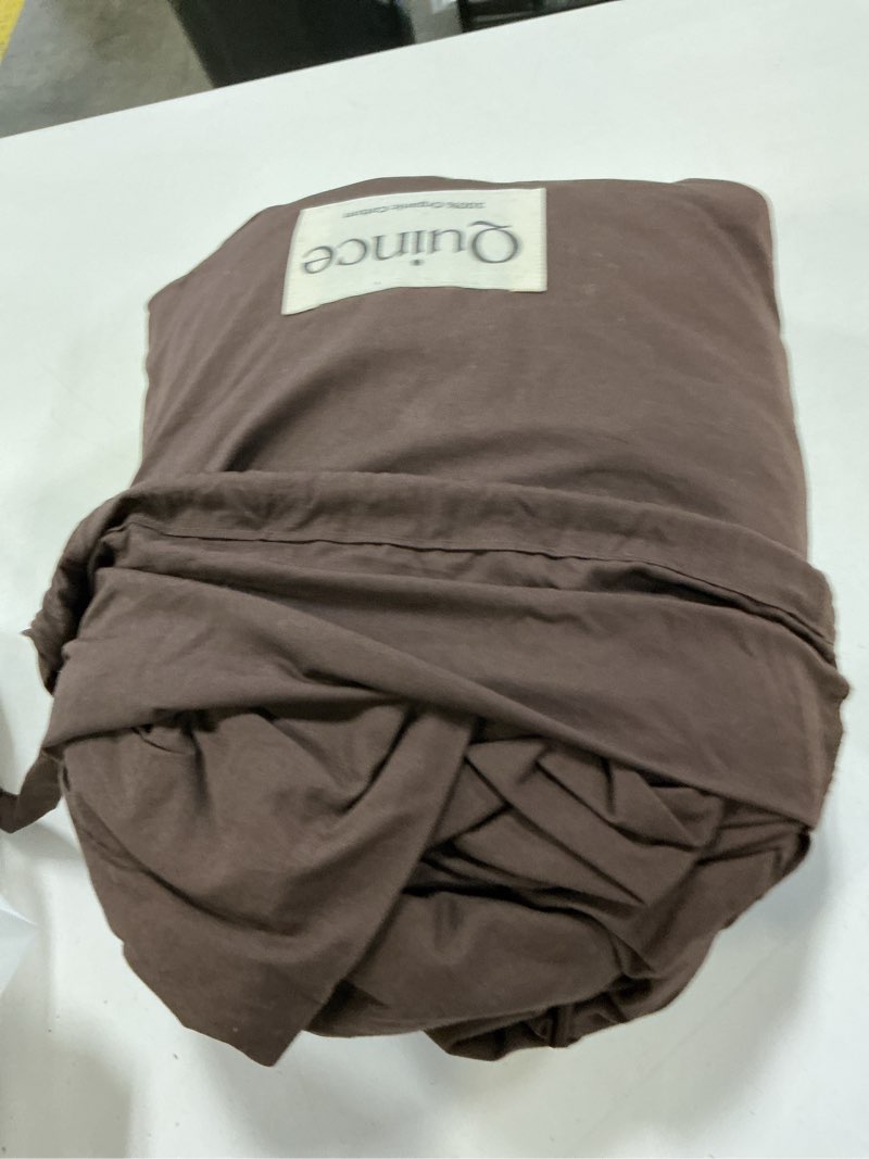 Condition photo showing As Is for quince organic crisp percale duvet cover, full/queen, espresso
