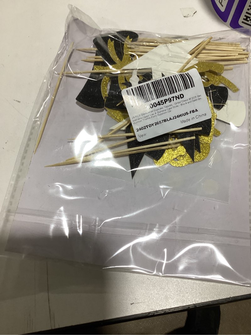 24 PCS Graduation Cupcake Toppers - Glitter Class of 2025 Decorations - Grad Cap & Diploma Cake Pick