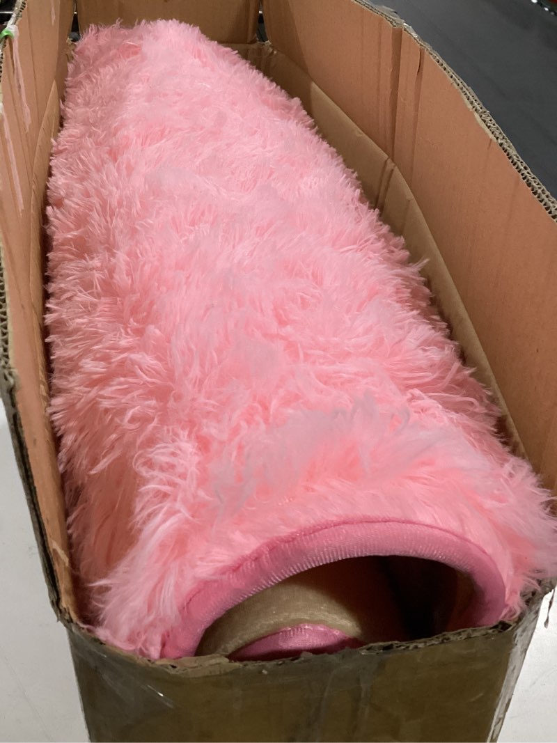 Condition photo showing As Is for kichowua thick area rug 4x6 pink fluffy shag – ultra soft thickened plush washable carpet, non-slip fuzzy shaggy rug for girls bedroom, kids’ room, nursery, baby, dorm, living room cozy décor a-pink-thick 4' x 6' (rectangular)