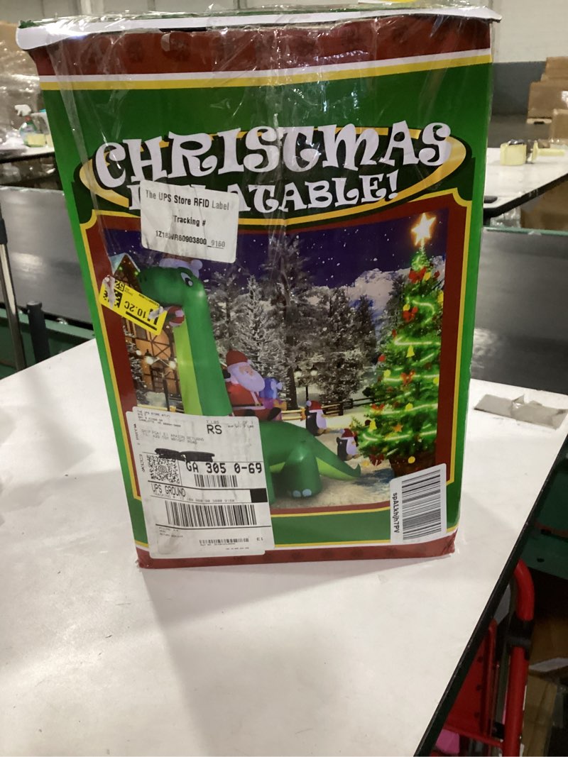 Condition photo showing New/Like New for 13ft Christmas Inflatable Outdoor Decorations, Dinosaur Back Santa Claus Inflatable Decorations with LED Lights for Indoor Outdoor Patio Garden Christmas Decorations 13FT-Dinosaur