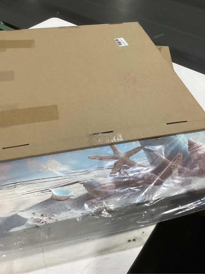 Condition photo showing Good Condition for Bathroom Decor Beach Wall Art Ocean Theme Blue Picture Canvas Print Modern Coastal Artwork Framed Hanging Dining Office Living Room… 20.00" x 20.00" vase