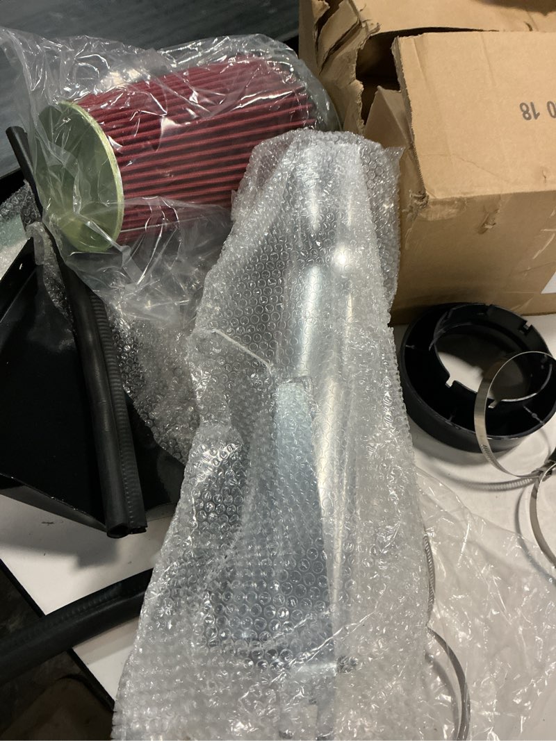Condition photo showing As Is for 4 inch cold air intakesilver tube + heat shield for 1999-2006 gmc/chevy v8 4.8l/5.3l/6.0l silverado 1500/2500/3500 red