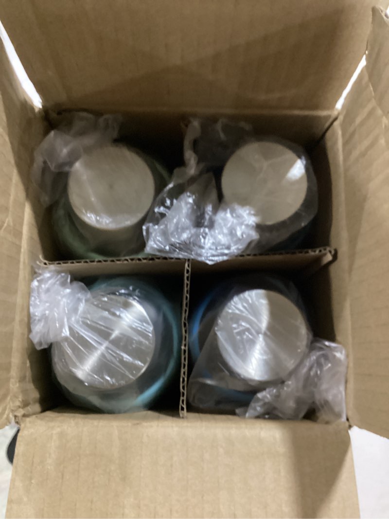 Condition photo showing Good Condition for glass juice bottles with lids and silicone sleeves 18 oz, 4-pack reusable clear glass water bottles with stainless steel airtight cap for juicing, refrigerator, bpa free leak-proof drinking jar blue