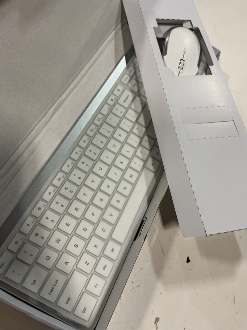 Condition photo showing Good Condition for seenda wireless keyboard and mouse combo, rechargeable quiet keyboard mouse, sleek and ultra thin design, full-size with number pad for windows, laptop, pc, notebook, desktop- silver and white white and silver