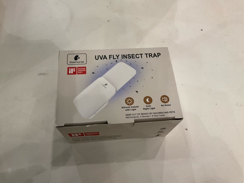 Condition photo showing New/Like New for flying insect trap indoor - plug-in fly catcher and killers includes refills for house flies, fruit flies, gnats,and moths, bug light killer, cover up to 600 ft², off-white, 2 traps + 8 refills