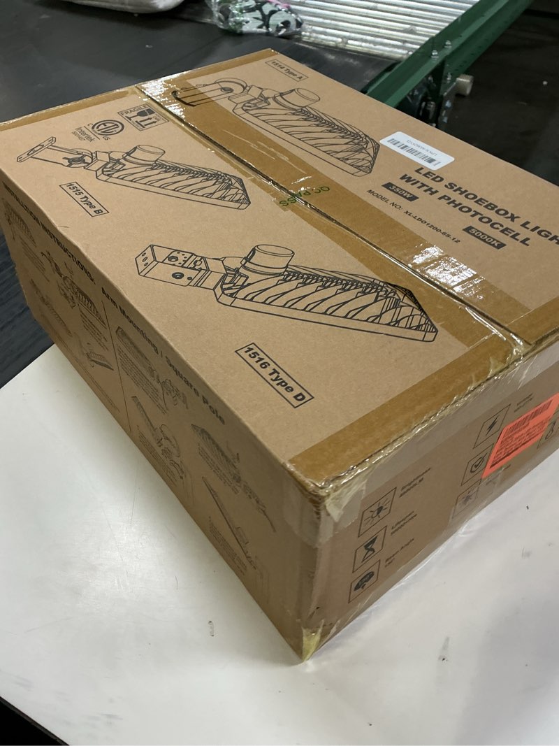 Condition photo showing New/Like New for 350W LED Parking Lot Light Outdoor:Arm Mount 52500LM Super Bright Dusk to Dawn LED Shoebox Lighting Commercial 5000K 100-277V IP65 Waterproof Wall Floodlights for Park,Stadium,Barn,Yard 350W-1Pack Arm