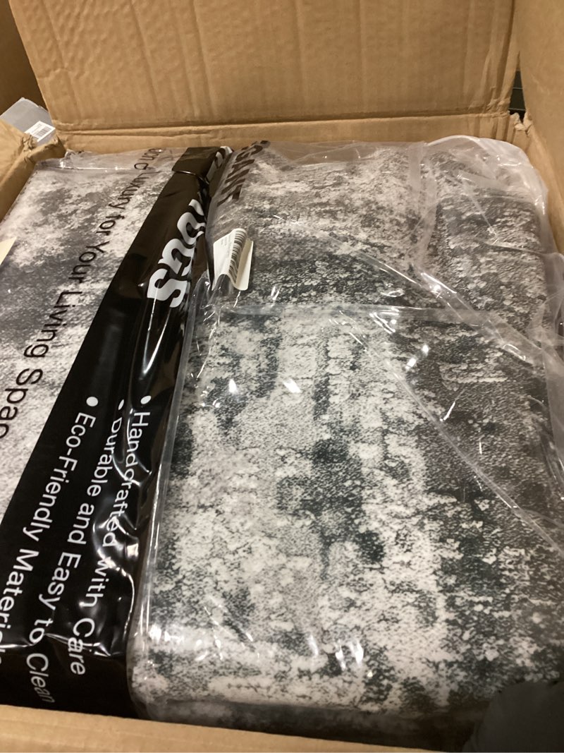 Condition photo showing New/Like New for washable rug 8x10 area rugs for living room: modern abstract neutral soft carpet for bedroom dining room under kitchen table home office decor - grey grey 8' x 10' (rectangular)