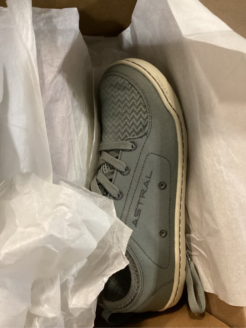Condition photo showing New/Like New for size 8 astral women's loyak shoes - barefoot, quick-drying, minimalist sneaker for casual wear, water sports, travel, & hiking