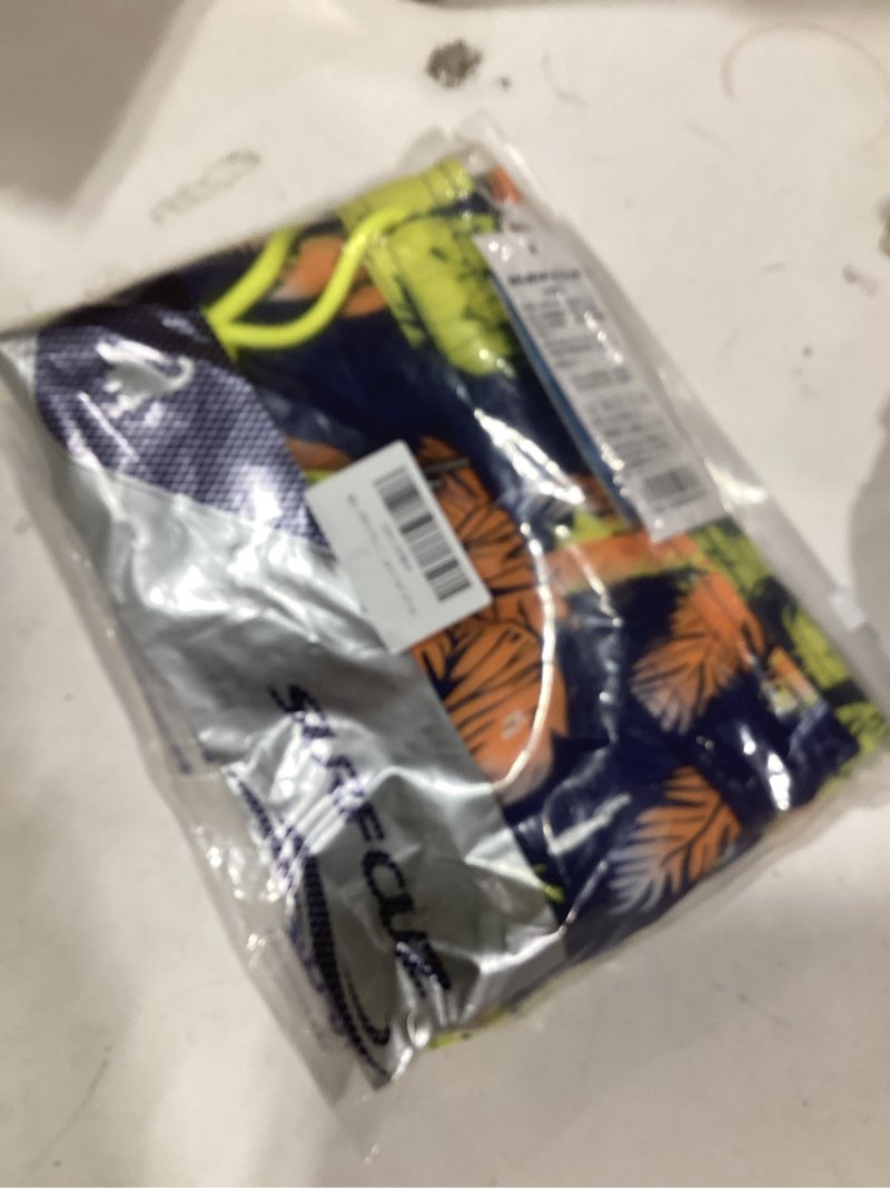 Condition photo showing Good Condition for SURF CUZ Mens Swim Trunks with Compression Liner Swimming Trunks 5 Inch Bathing Suit Quick Dry Swim Shorts Large Navy Yellow Palm