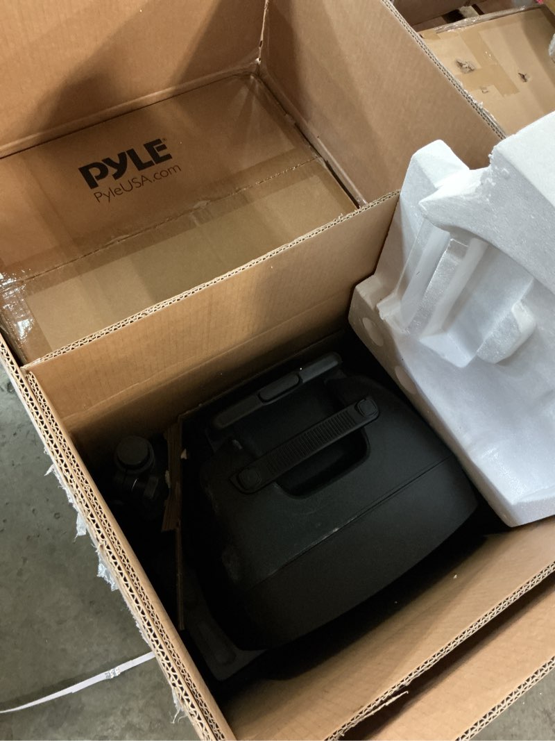 Condition photo showing As Is for Pyle 12" Bluetooth PA System with Speaker Stand, Powerful Karaoke Machine for Adults, Portable Party Speaker with Wireless Microphone, USB/SD, AUX Input, LCD Display, 1500W Audio Output