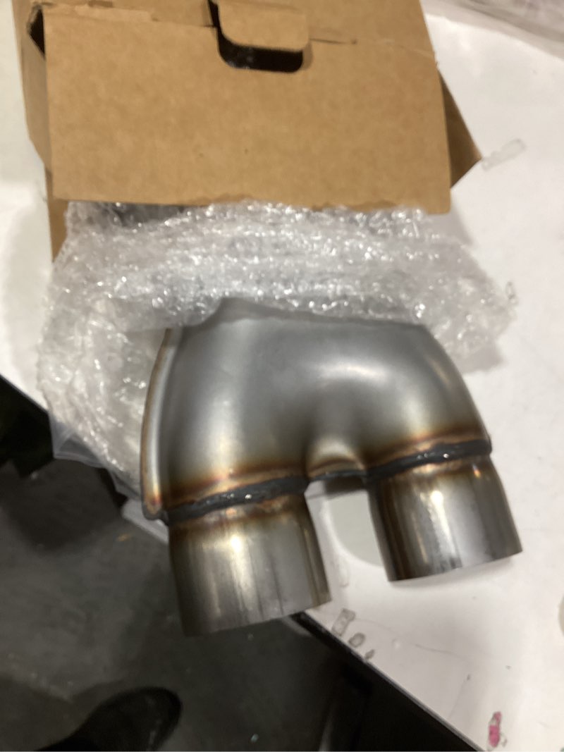 Condition photo showing As Is for LCGP Universal 2.5" In/Out Crossover X Pipe 12" Length Stainless Steel Exhaust Pipe 2.5" Diameter