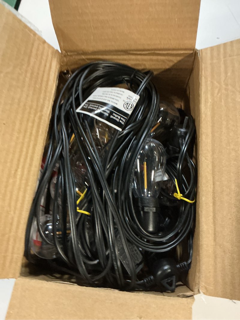 Condition photo showing Good Condition for addlon 48ft(2ft space) led outdoor string lights with 24 edison shatterproof bulbs, heavy-duty and weatherproof strand, commercial grade patio lights, decorative for garden or patio, black 48ft(24 sockets)
