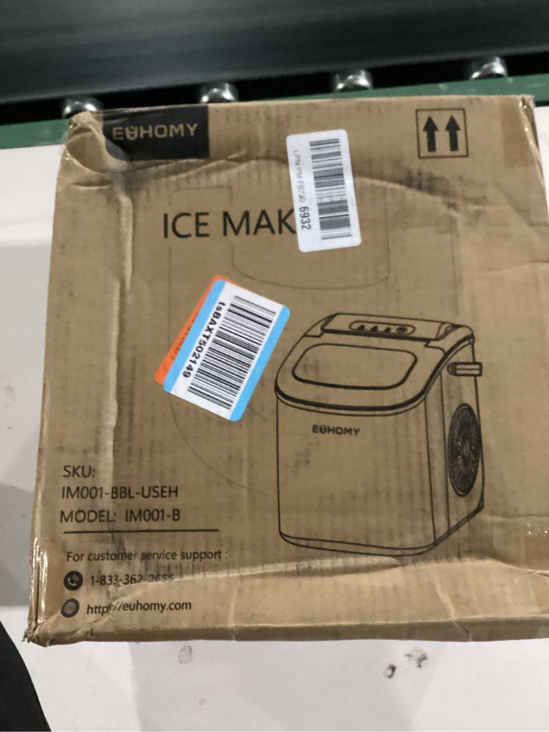 Condition photo showing New/Like New for euhomy ice maker countertop, portable ice machine with carry handle, 26.5lbs per day, 9 cubes in 6 mins, auto-cleaning, with basket and scoop, for home, kitchen, camping, rv (silver) stainless steel silver 26.5 lbs/day