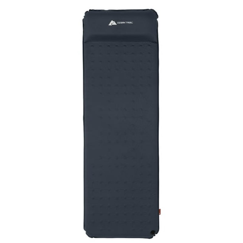 ozark trail self-inflating camp pad with pillow - grey, adult, 78" l x 25" w x 2" h