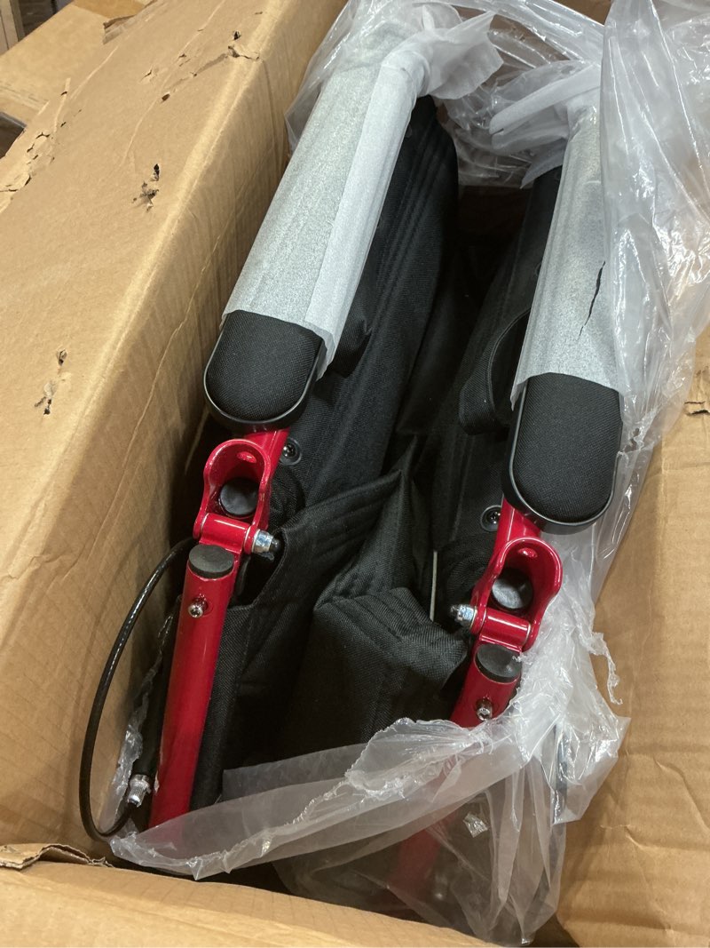 Condition photo showing As Is for drive medical lightweight expedition folding transport wheelchair - ultra lightweight mobility support for seniors & adults - strong aluminum frame - hand brakes - compact folding travel chair - red