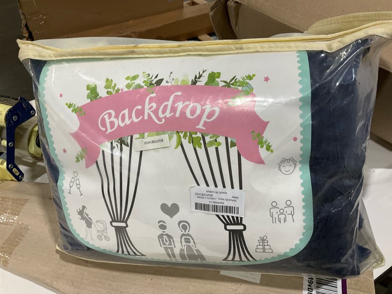 Condition photo showing Good Condition for 50ftx14ft Navy Blue Backdrop Curtains for Wedding-Wrinkle Free Backdrops Curtain Drapes Fabric Decorations Photo Back Drop Cloth for Baby Shower Photography Stage Reception 14ft(H) x 5ft(W) Navy Blue W5' x H14'