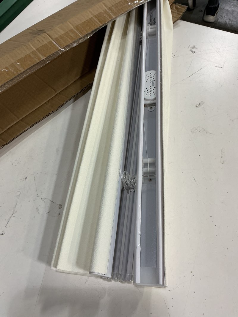 Condition photo showing As Is for lazblinds cordless roman shades for windows, light filtering thermal insulated window blinds, lightweight fabric blinds for indoor windows, 27" w x 60" h, ivory light filtering - ivory (off white) 27" w x 60" h