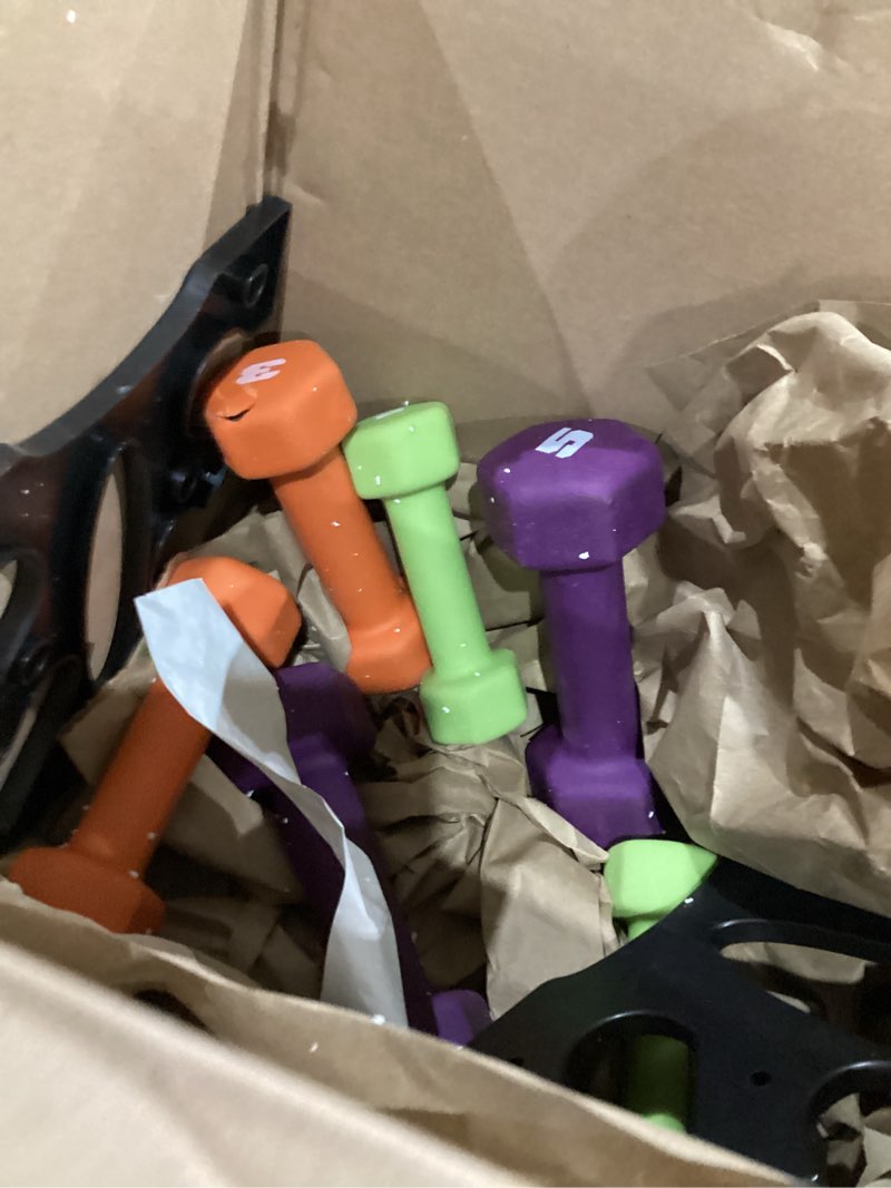 Condition photo showing As Is for similar to not exact amazon basics neoprene dumbbell hand weights for exercise and muscle toning