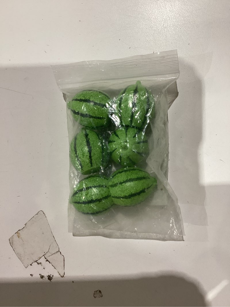 Condition photo showing Good Condition for Mini Faux Watermelons 6 Pieces Small Resin Simulated Watermelon Fruit Models for Dollhouse Decor Table Centerpiece and Home Decoration