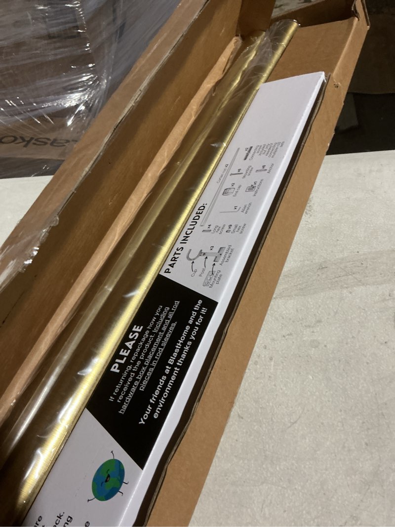 Condition photo showing Good Condition for BlastHome® Non-Adjustable Luxury Curtain Rods for Windows, 1 ¼” Rod Set, 5 foot Fixed Length (Two Rods Connect for a Seamless Look), Brushed Gold Single Rod Brushed Gold 5 foot