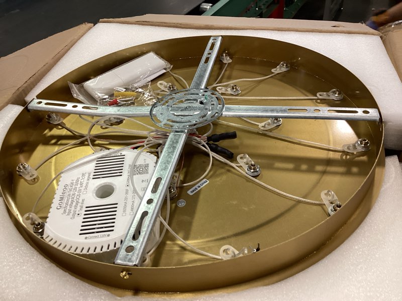 Condition photo showing Good Condition for 20 Ring High Ceiling Chandelier Foyer, Gold Modern LED Large Staircase Long Chandeliers Light Fixture with Remote for Staircase Entryway Living Room Dining Room(118in, 3000K-6500K) 20 Ring Gold