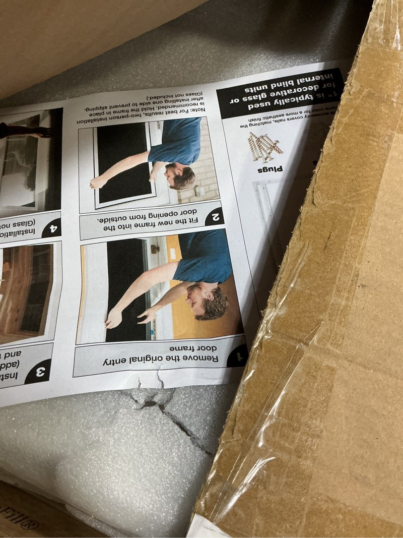 Condition photo showing New/Like New for 1 pcs 22 x 36 inch entry door frame only replacement kit for 1" glass (glass not included), 1 lite exterior front door window frame replacement (rectangle) 22 x 36 inch rectangle 1