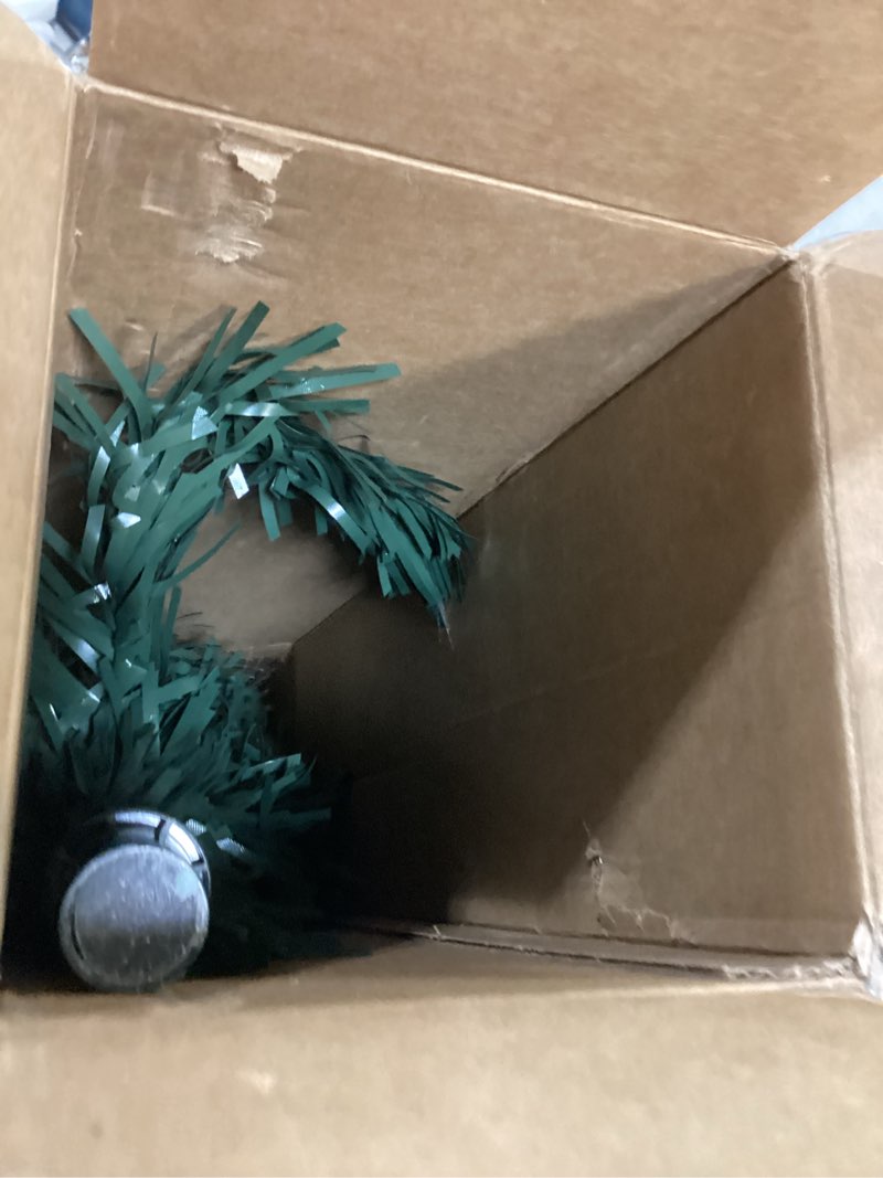 Condition photo showing Good Condition for 3ft Green Fiber Optic Christmas Tree,Pre-Lit Artificial Mini Christmas Tree, Tabletop Small Xmas Tree with Stars Holiday Home Decorations