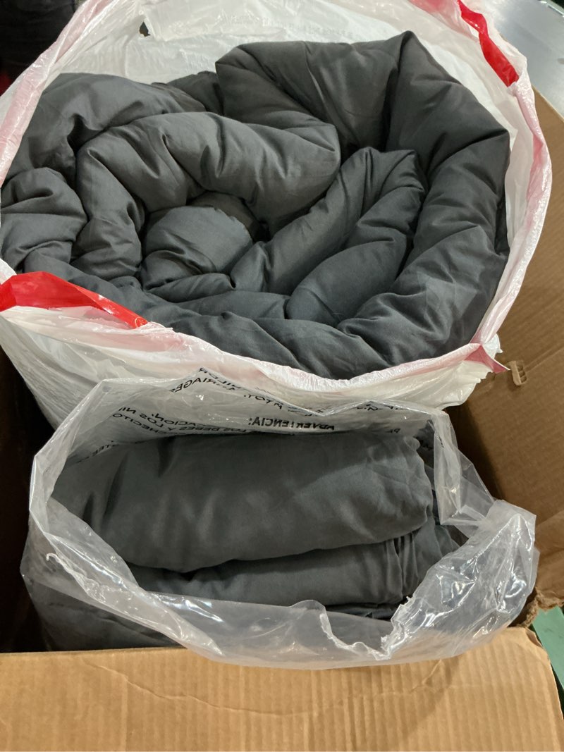 Condition photo showing Good Condition for hymokege queen comforter set seersucker 7 pieces, all season luxury bed in a bag for bedroom, bedding set with comforters, sheets, pillowcases & shams, dark grey queen(88"x 88") dark grey