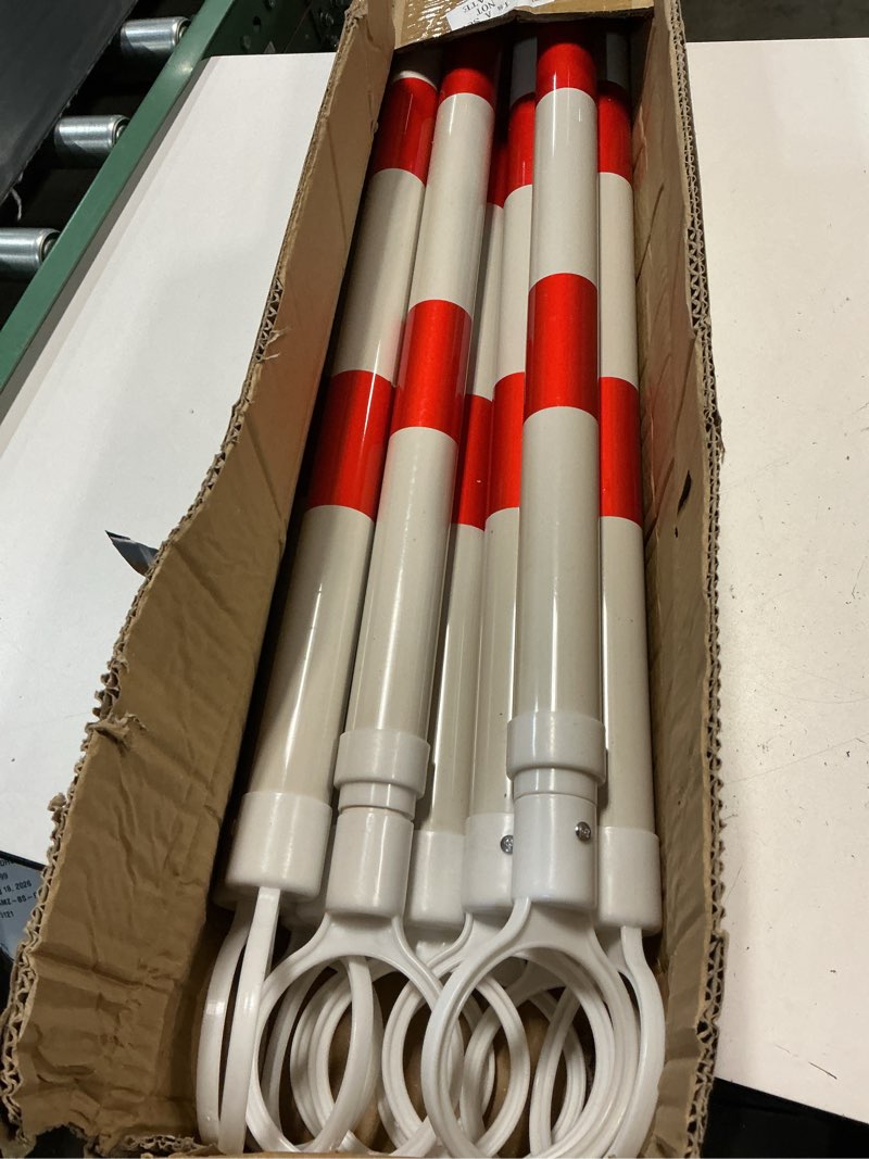 Condition photo showing Good Condition for huwena 12 pcs retractable traffic cone bar length from 4 to 6.9 ft expandable safety cone bars lightweight traffic barricade for parking lots, road construction, cone not include(red white)