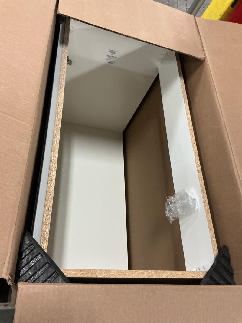 Condition photo showing As Is for project source 36-in gray single sink bathroom vanity with white cultured marble top