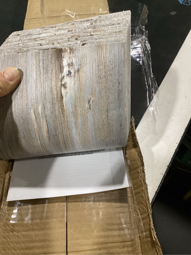 Condition photo showing Good Condition for vevor peel and stick floor tile 36" x 6", 36 tiles self adhesive vinyl floor, 0.62 mm thick, vintage wood grain diy flooring tiles for bedroom, living room, bathroom (54 sq.ft/box) vintage wood grain 36 x 6 x 0.02 in