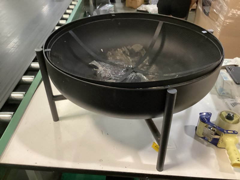 Condition photo showing As Is for  32in deep fire pit