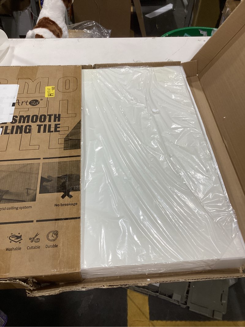 Condition photo showing New/Like New for art3d 12-pack smooth drop ceiling tile 2ft x 2ft - fire-rated, waterproof, reusable - premium pvc, no sag and breakage - cover 48 sq. ft, white 24*24 square white 12