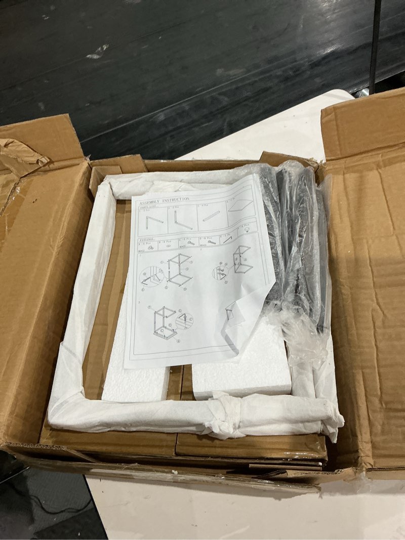 Condition photo showing Good Condition for c-shaped end table,small side tables for sofa and bed?sofa table with metal frame for living room, bedroom, office? white and black
