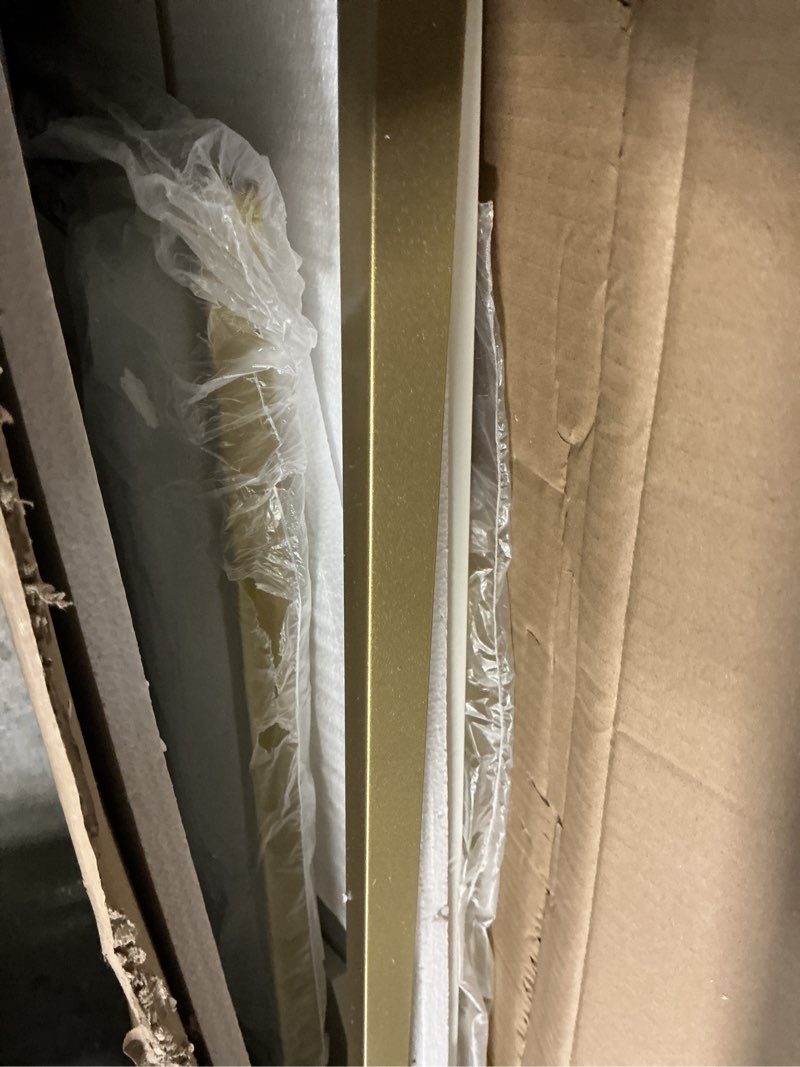 Condition photo showing As Is for  SUPERJARE Computer Desk with 2 Drawers, White and Gold - 7923G