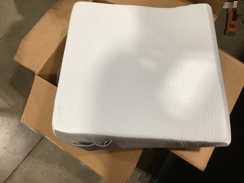 Condition photo showing Good Condition for bedluxe wedge pillow, 10 inch bed wedge pillow for headboard, pillow wedge for acid reflux relief, sleeping, back pain relief, snoring, triangle pillow wedge, white/grey 24*24*10 inch white grey