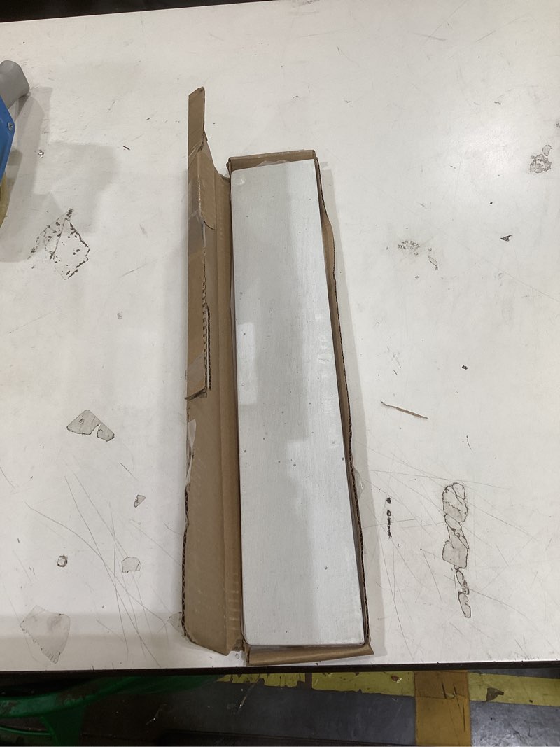 Condition photo showing As Is for design house 18.3 inch universal cultured marble side splash, white – design house, 550921 solid white 18 3/8 in. w x 5/8 in. d side splash