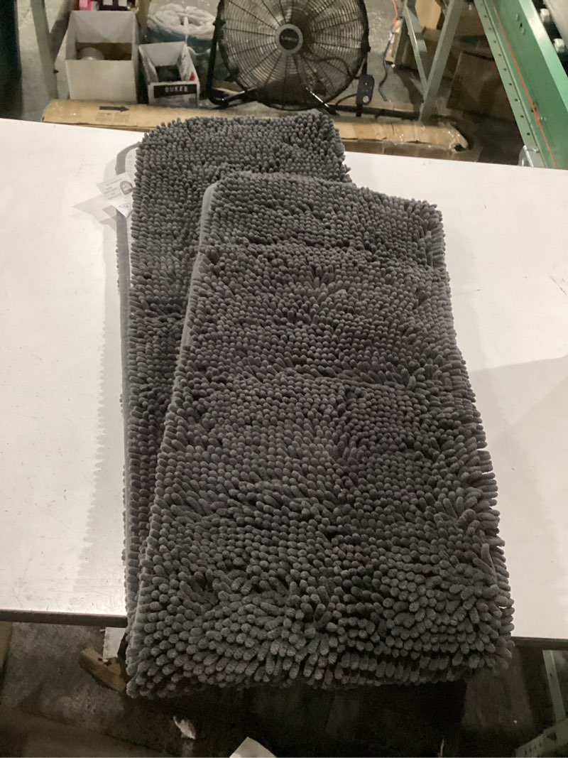 Condition photo showing Good Condition for olanly bathroom runner rugs 59x24, soft absorbent chenille bath rugs, rubber backing quick dry, machine washable long bath mats for bathroom floor, tub and shower, home decor accessories, dark grey 59" x 24" dark grey